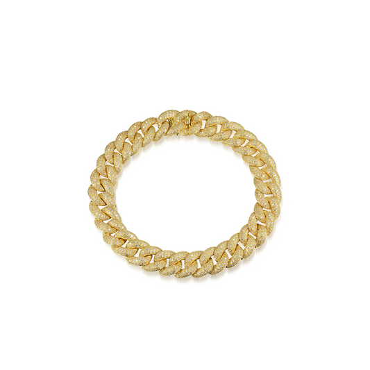 14KT Yellow Gold Jumbo Diamond Pave Chain Link Bracelet