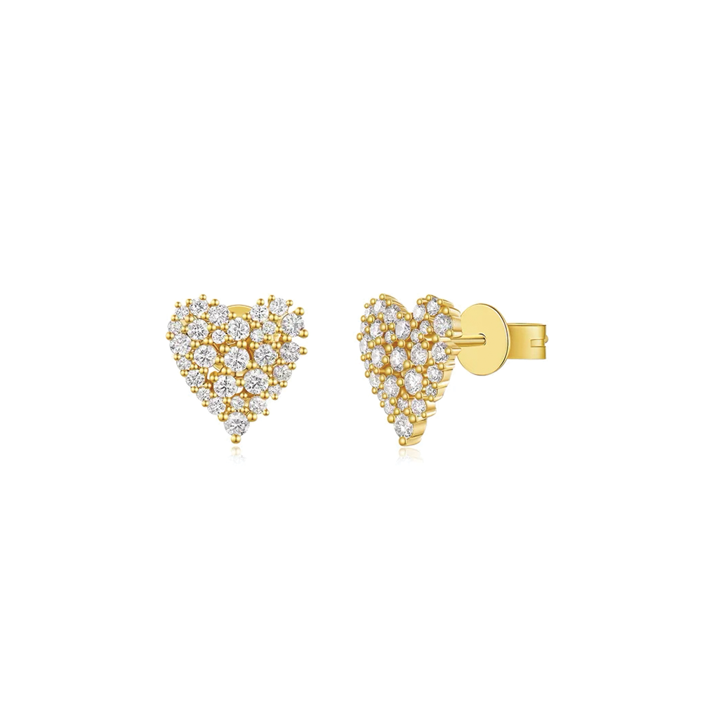 14K Diamond Heart Stud Earring