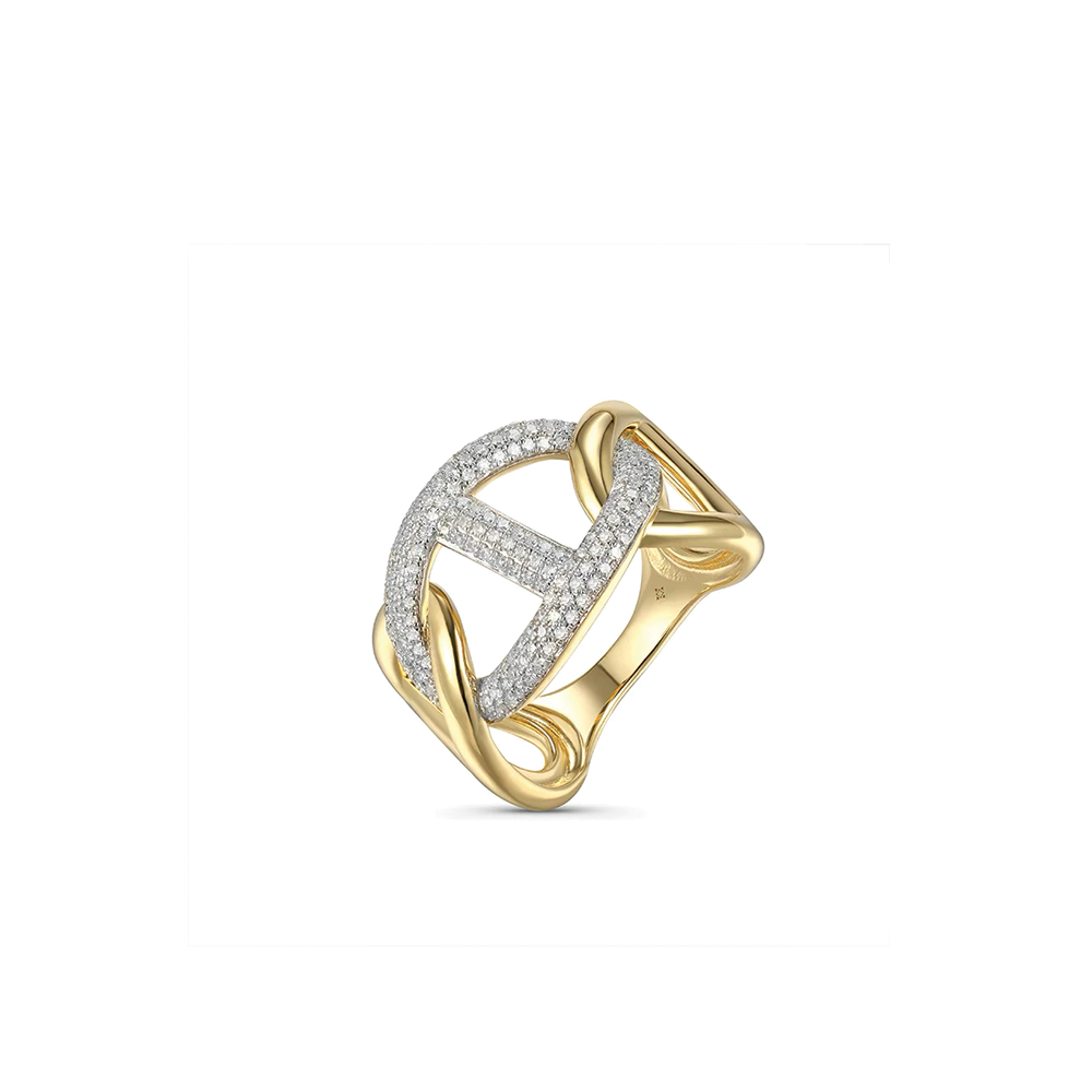 14K Diamond Link Ring