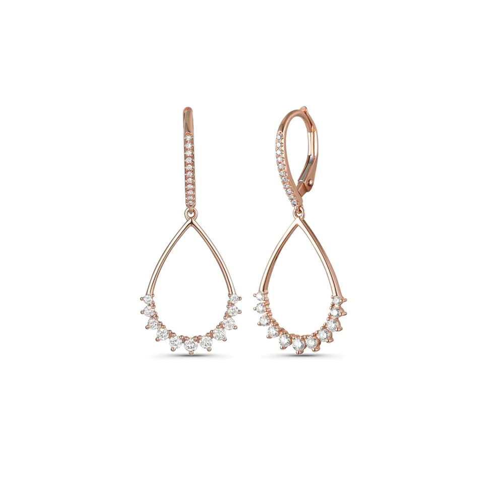 14K Diamond Pear Drop Earring