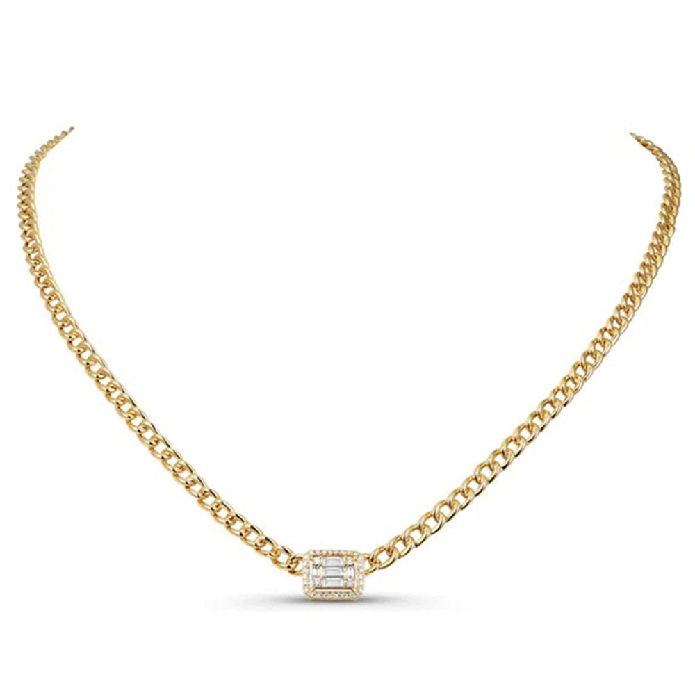 Baguette Diamond Chainlink Necklace