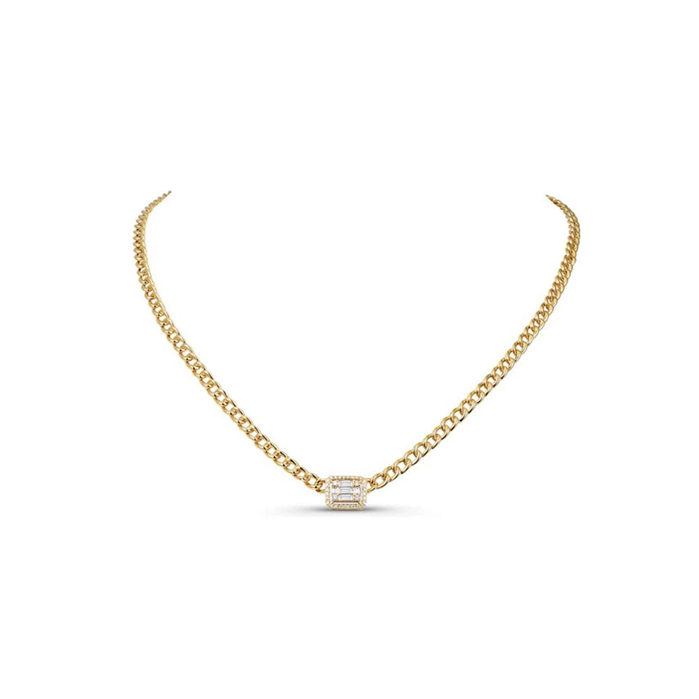 Baguette Diamond Chainlink Necklace