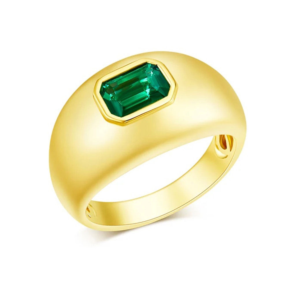 Bezel Emerald Dome Ring