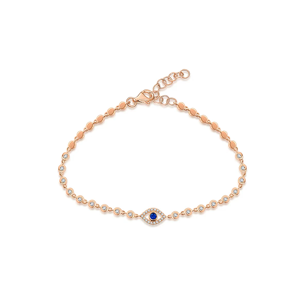 14K Bezel Blue Sapphire Eye Bracelet