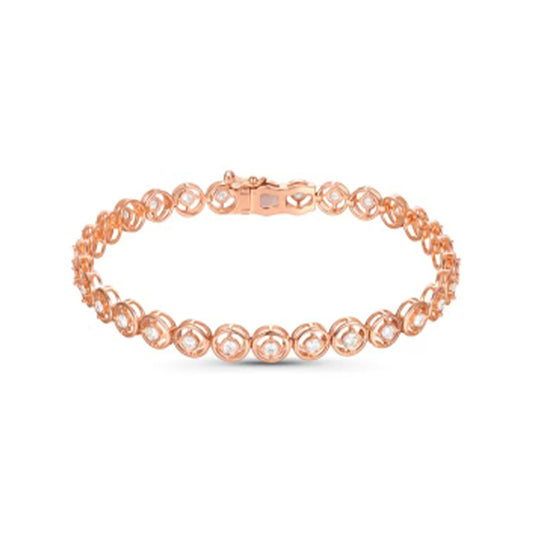 Rose Gold Diamond Bezel Set Tennis Bracelet