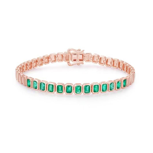 14K Rose Gold Emerald Tennis Bracelet