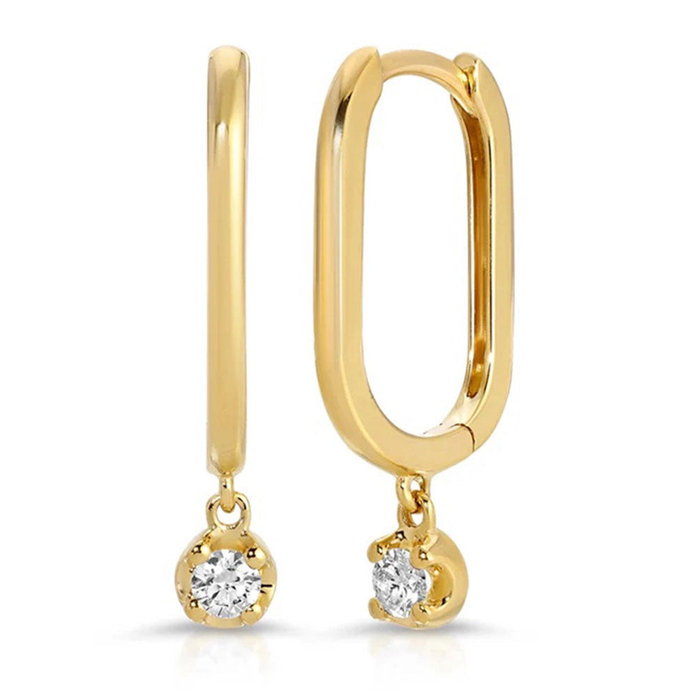 Diamond Drop Rectangle Hoop Earring