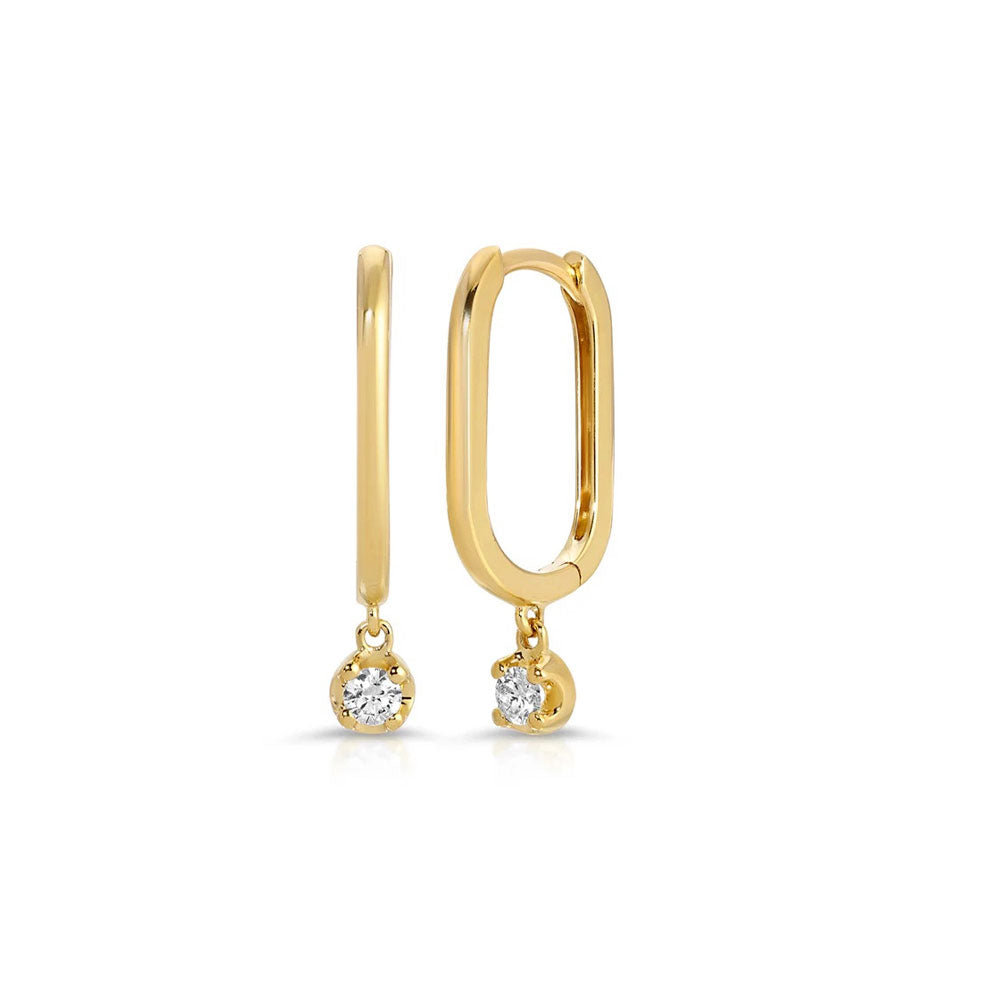 Diamond Drop Rectangle Hoop Earring