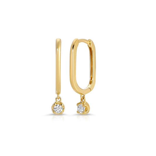 Diamond Drop Rectangle Hoop Earring