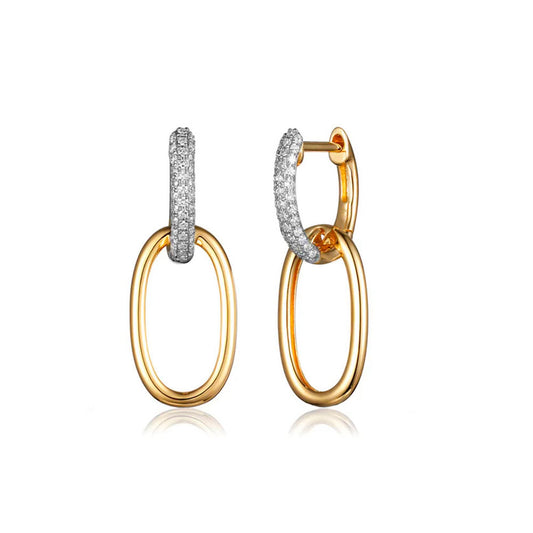 Diamond Oval Link Huggie Earring