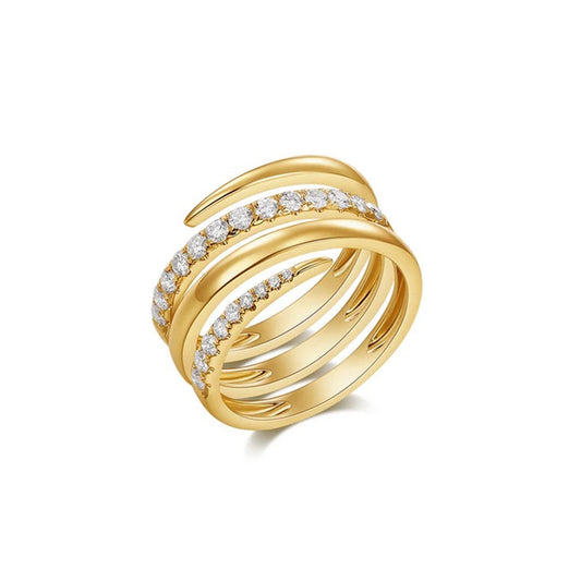 Diamond & Gold Spiral Claw Ring