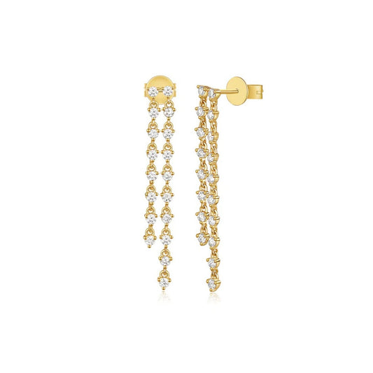 Double Row Diamond Drop Earring
