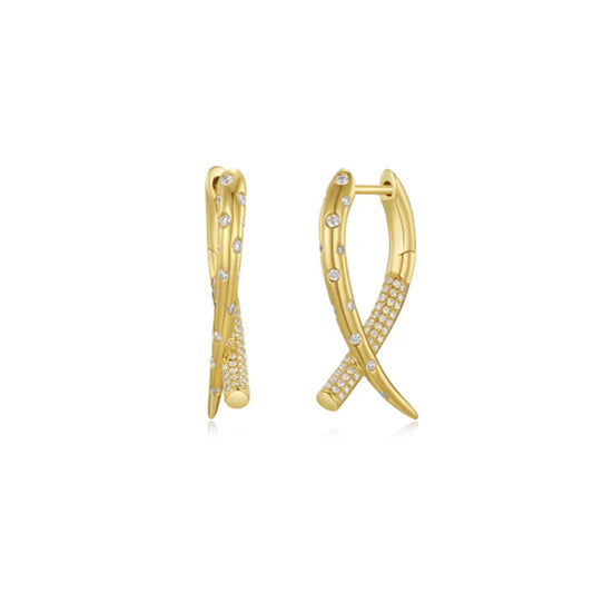Yellow Gold Diamond Wishbone Earring