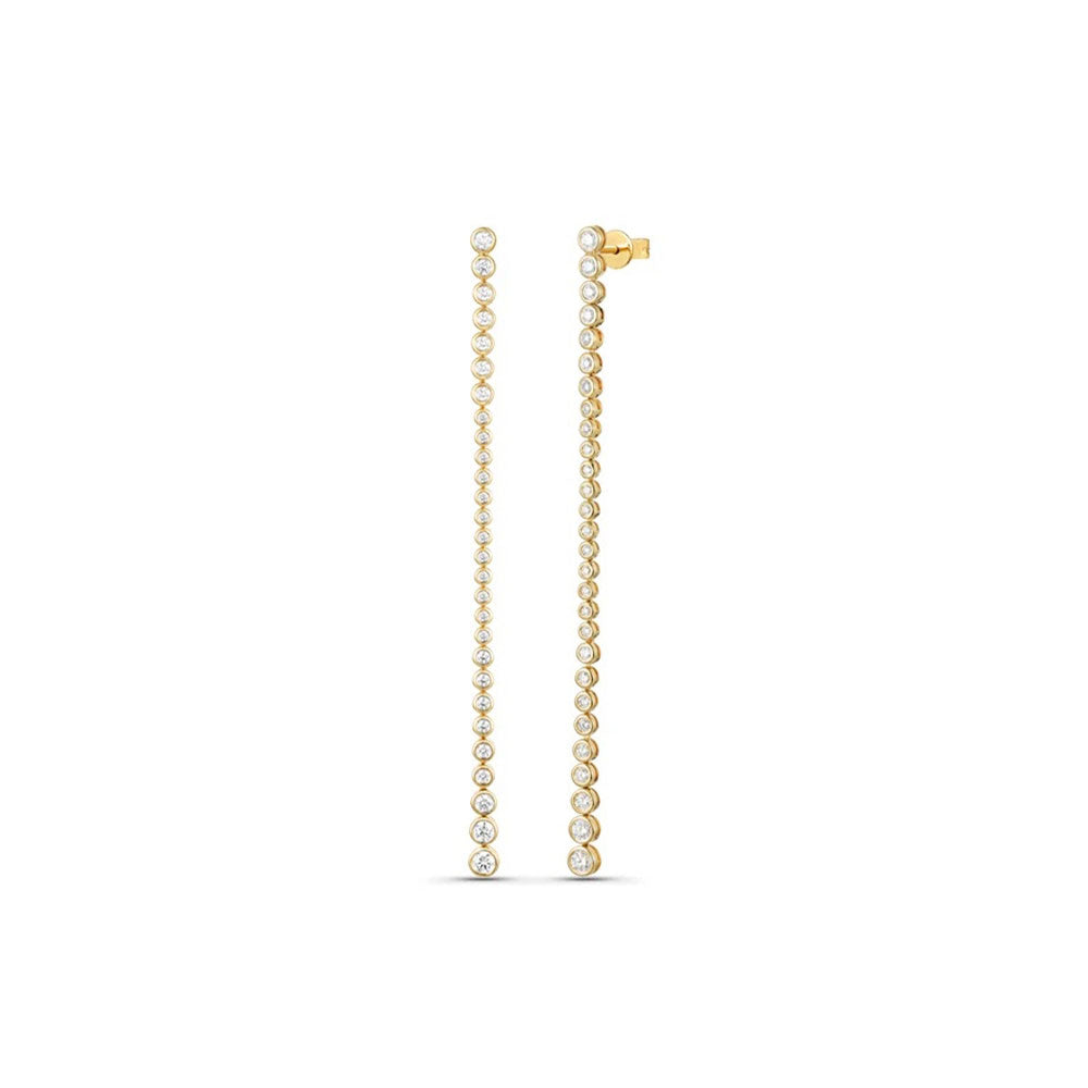 Long Diamond Bezel Drop Earring