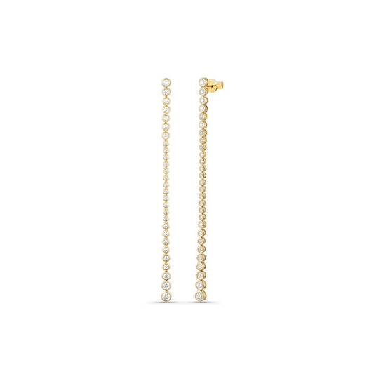 Long Diamond Bezel Drop Earring