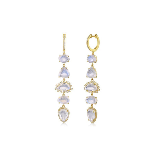Moonstone Diamond Drop Earring