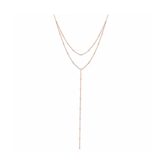 Rose Gold Diamond Double Lariat