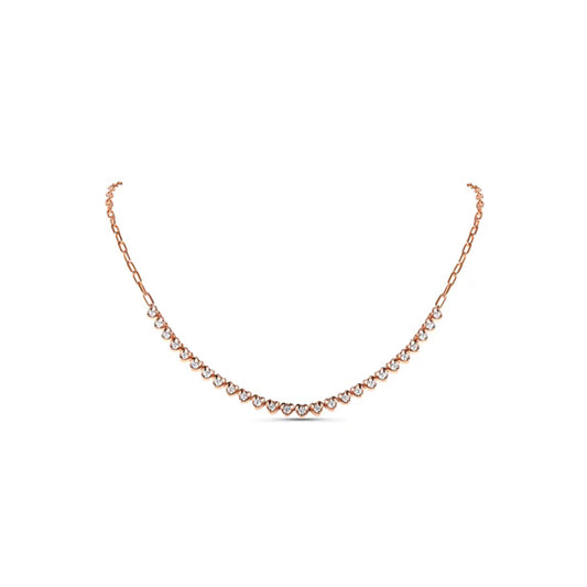 14K Rose Gold Multiple Diamond Heart Necklace