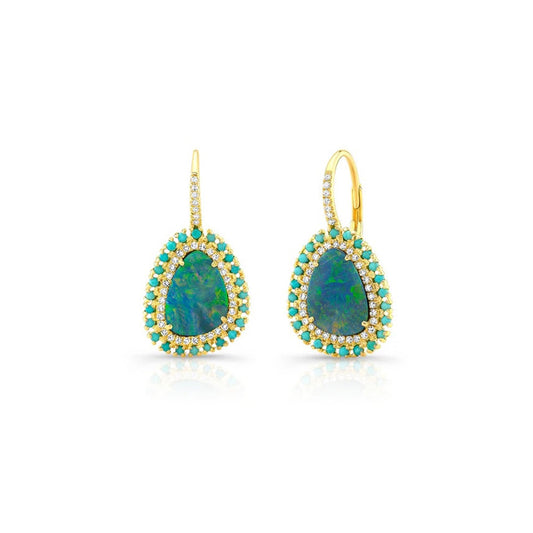 Opal Turquoise Diamond Leverback Earring