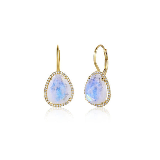 Organic Moonstone Diamond Leverback Earring