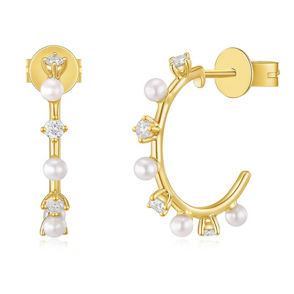 Pearl & Diamond Hoop Earring