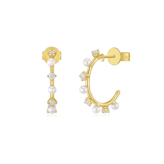 Pearl & Diamond Hoop Earring