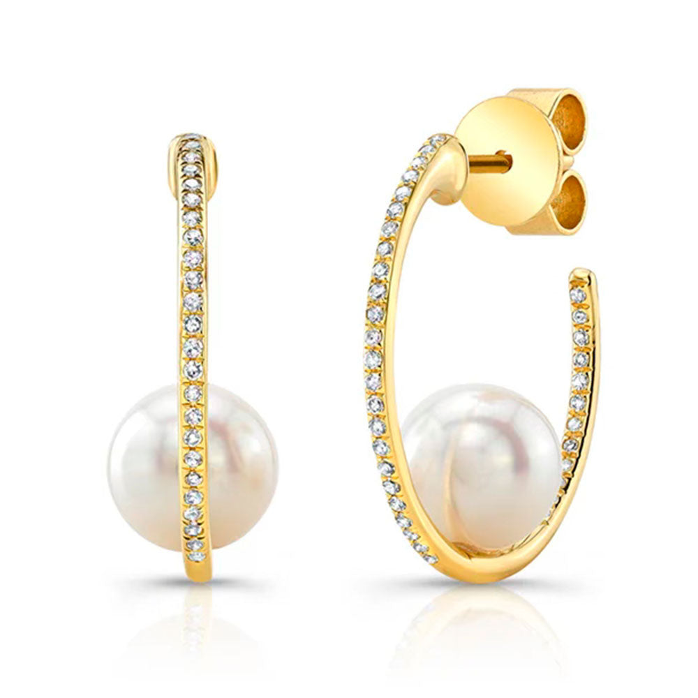 Pearl and Diamond Hoop Earring