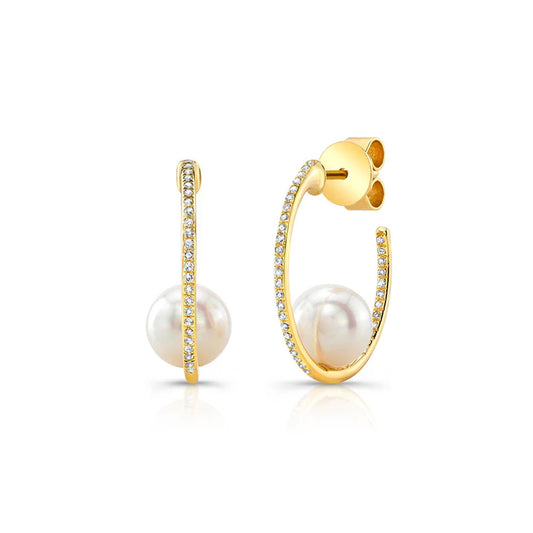 Pearl and Diamond Hoop Earring