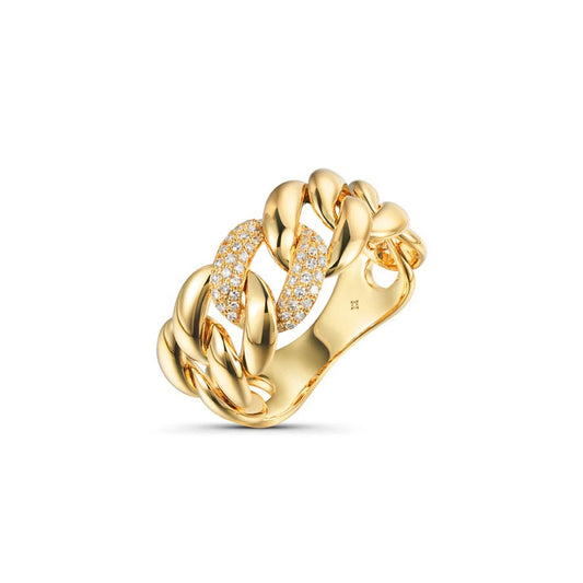 Single Pave Diamond Link Flex Ring