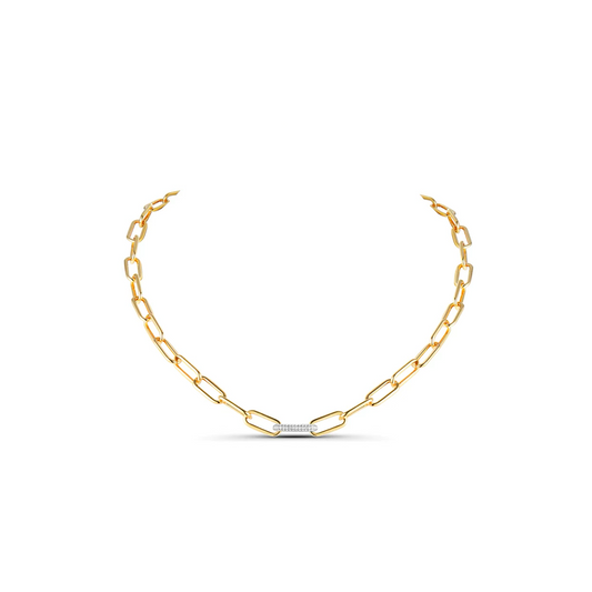 14K diamond link paperclip necklace