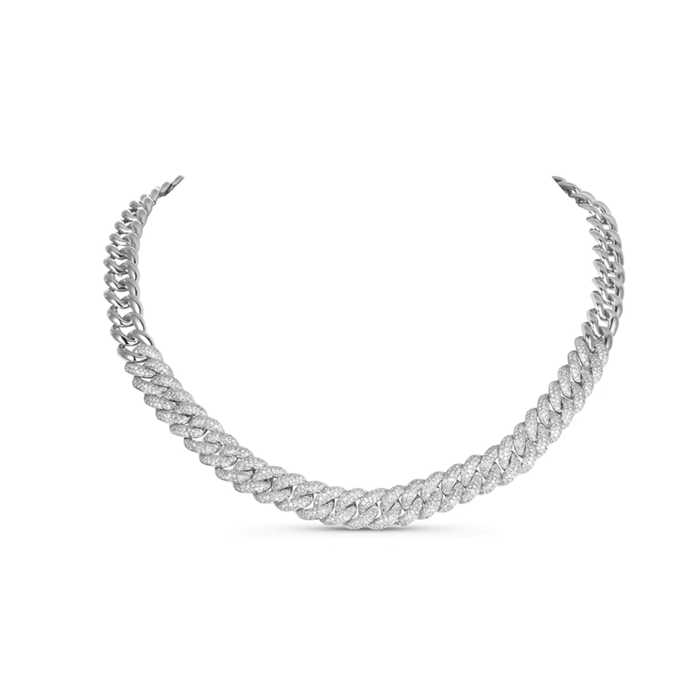 14KT White Gold Chunky Diamond Link Necklace