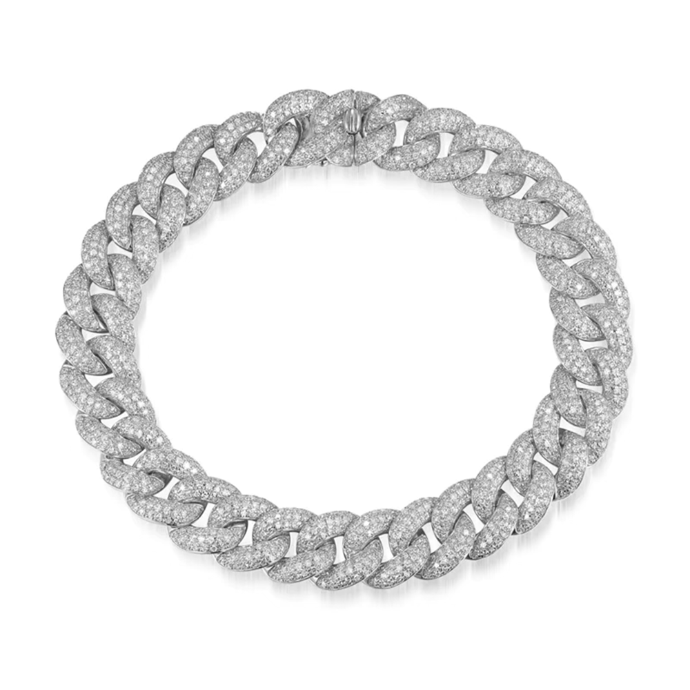 14KT White Gold Jumbo Diamond Pave Chain Link Bracelet