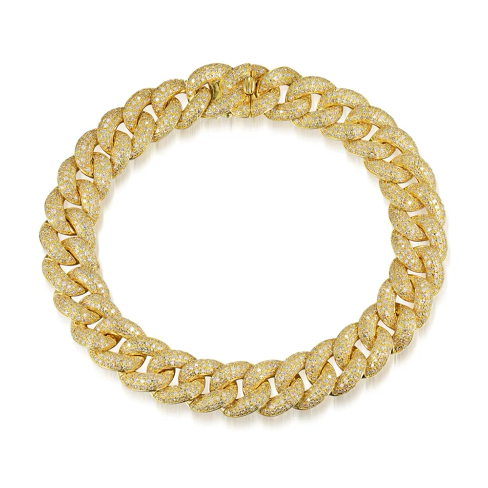 14KT Yellow Gold Jumbo Diamond Pave Chain Link Bracelet