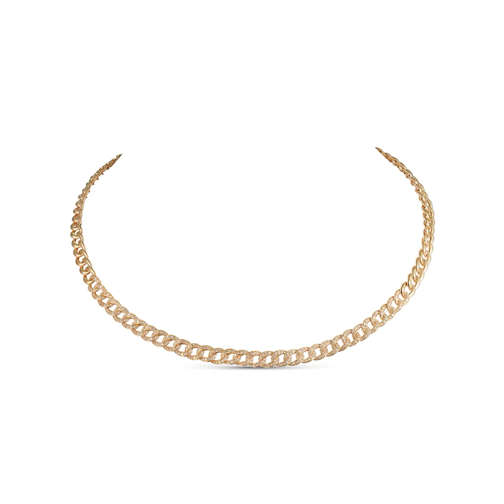 14k Yellow Gold Diamond Link Necklace