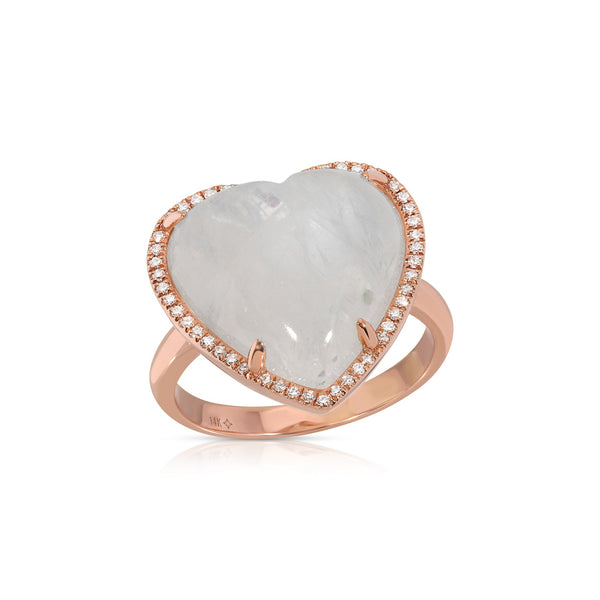 Pink Heart Ring, Heart Shaped Engagement Ring, Rose Gold Ring