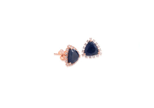14k Rose Gold, Sapphire & Diamond Studs