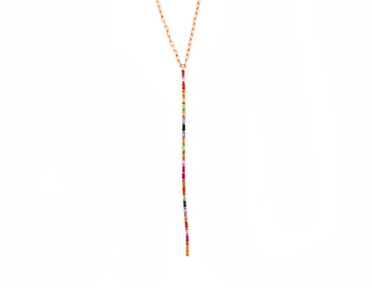 14k Rose Gold Rainbow Sapphire Lariat