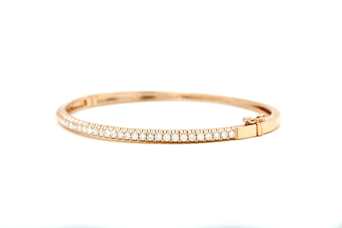 14k Rose Gold Partial Oval Diamond Bangle