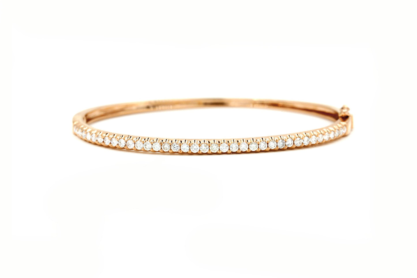 14k Rose Gold Partial Oval Diamond Bangle