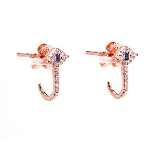 14K Rose Gold Diamond Pave Evil Eye Semi Huggy