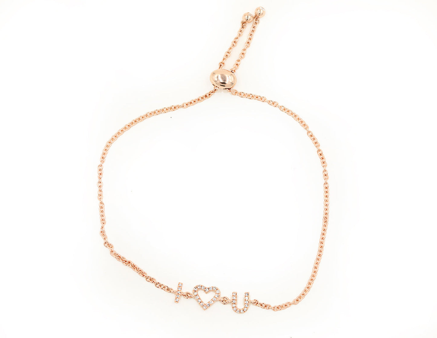 14k Rose Gold I Heart You Bracelet
