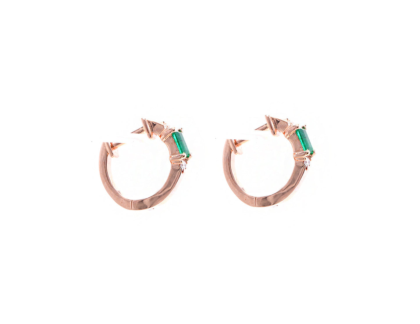 14k Rose Gold Diamond and Emerald Huggy