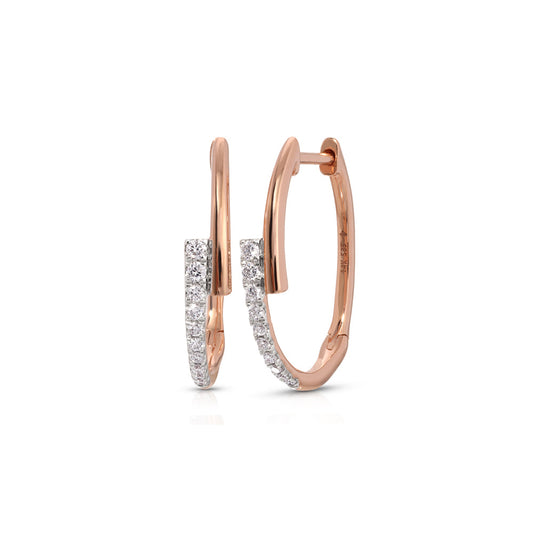14K Rose Gold and Diamond Criss Cross Hoop