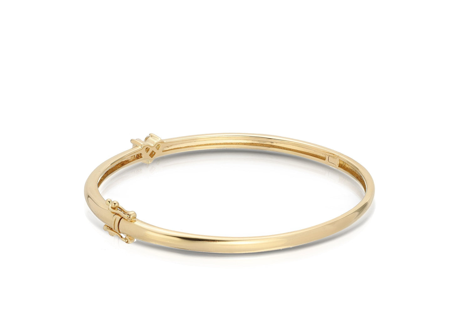 14K Yellow Gold Bangle with Three Diamond Heart