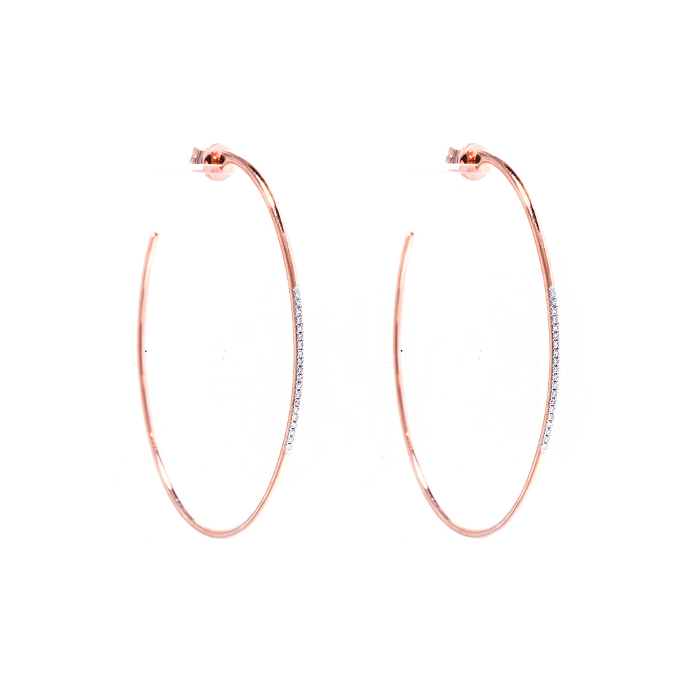 14k Rose Gold and Diamond Pave Hoops (2 Inch)