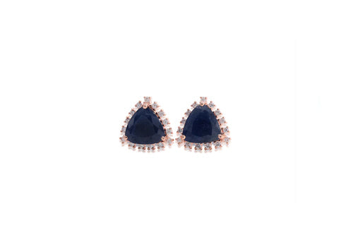 14k Rose Gold, Sapphire & Diamond Studs