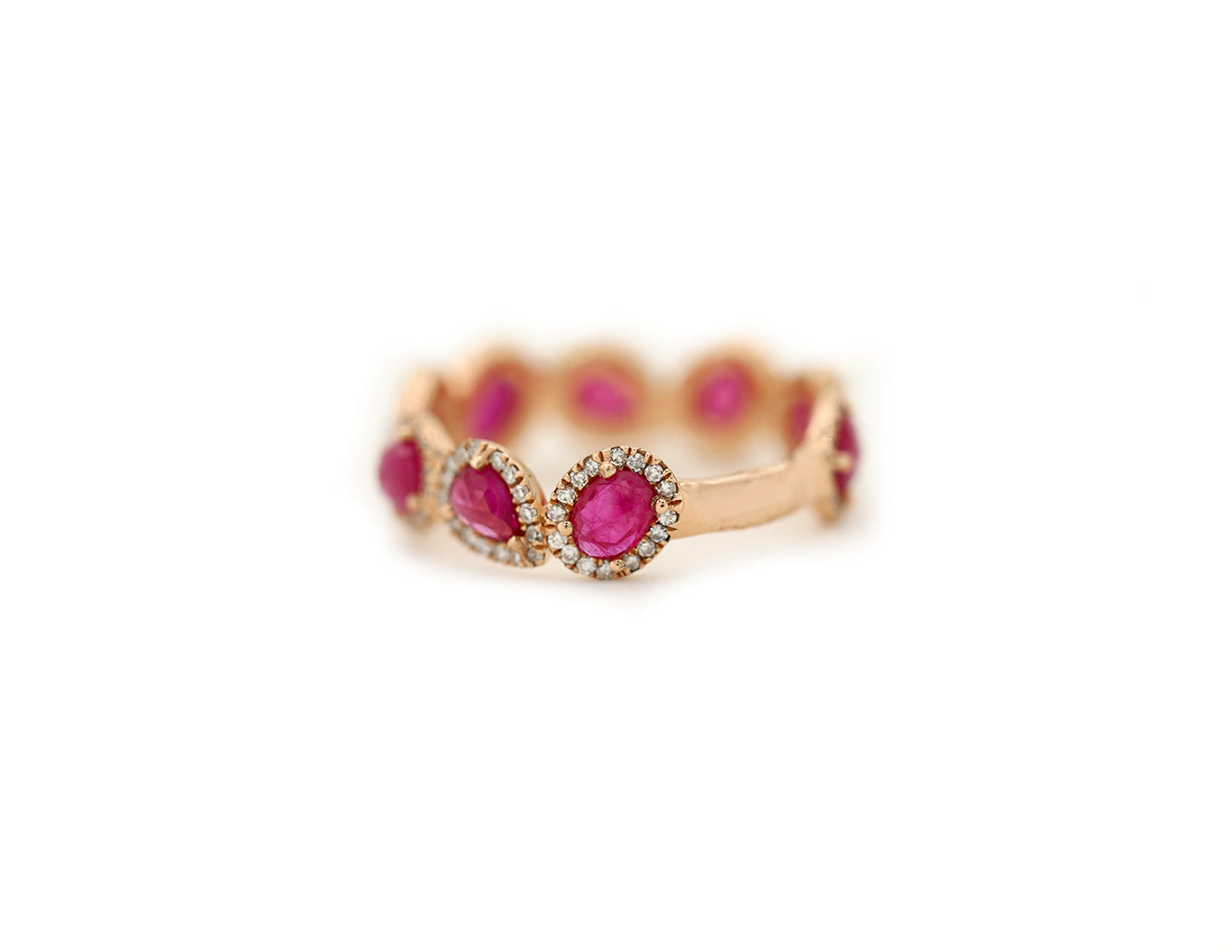 14k Rose Gold Diamond and Ruby Slice Band