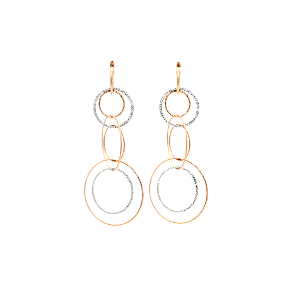 14k Rose Gold and Diamond Pave Multiple Loop Earrings