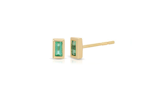 14K Yellow Gold Emerald Studs