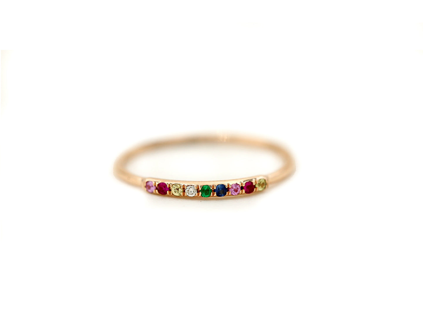 14k Rose Gold Rainbow Sapphire Band